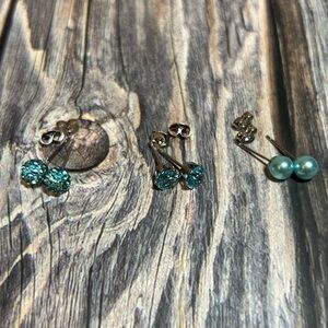 Round 1.80ct Zircon and Pearl Stud Earrings(3 pairs) NWOT